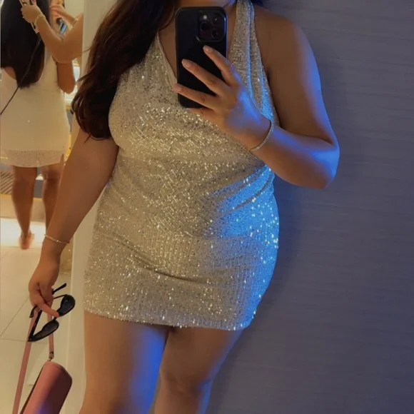 Lovers + Friends Sparkling Silver Mini Dress - Picture 6 of 8